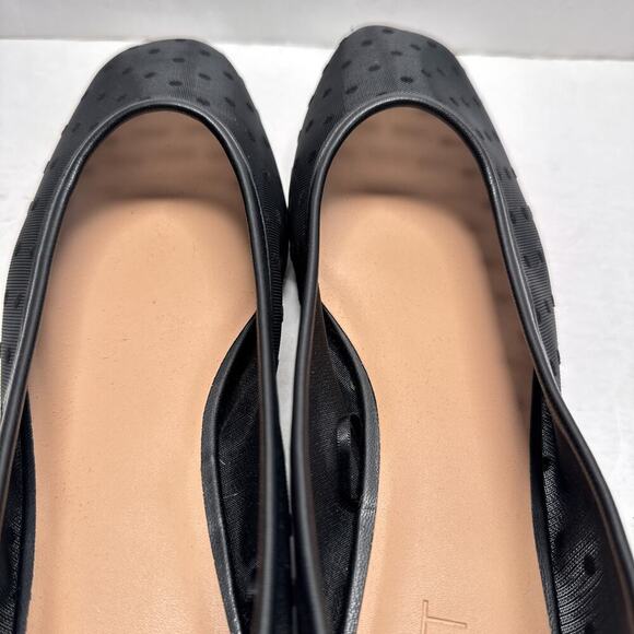 LOFT Black Dotted Mesh Ballet Flats Gold Chain Ankle Strap Women’s 11M - Picture 4 of 12